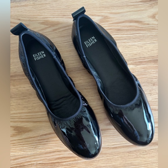 Eileen Fisher Black Patent Notion Ballet Flat - Picture 2 of 5